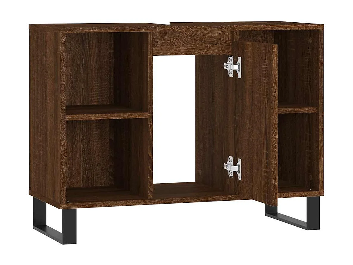 Armoire salle de bain chêne marron 80x33x60cm bois d'ingénierie