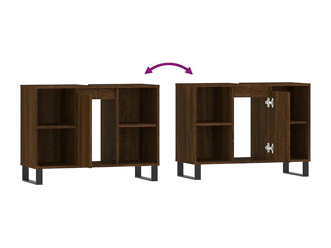 Armoire salle de bain chêne marron 80x33x60cm bois d'ingénierie