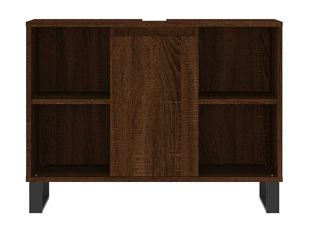 Badschrank Braun Eichen-Optik 80x33x60 cm Holzwerkstoff