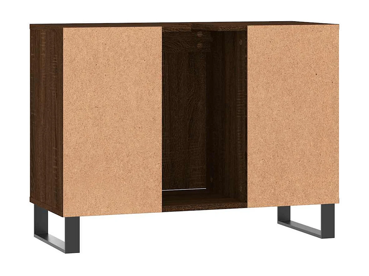 Badschrank Braun Eichen-Optik 80x33x60 cm Holzwerkstoff