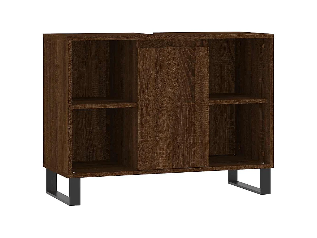 Badschrank Braun Eichen-Optik 80x33x60 cm Holzwerkstoff