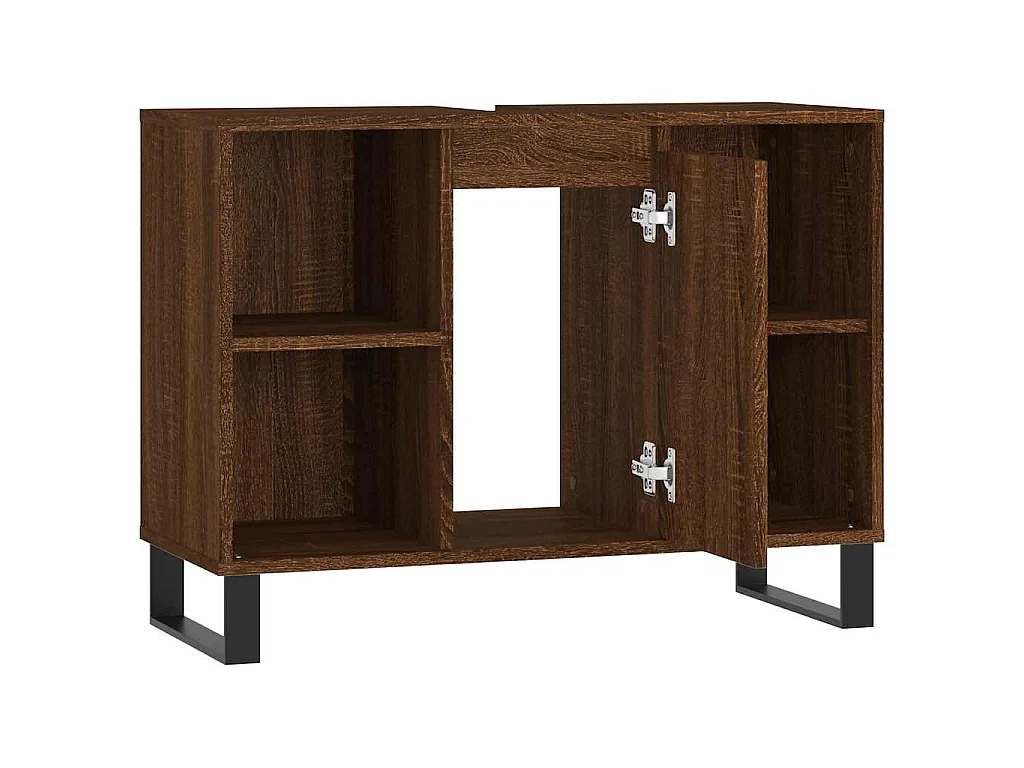 Badschrank Braun Eichen-Optik 80x33x60 cm Holzwerkstoff