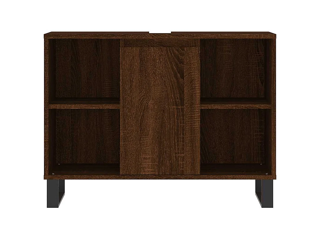 Badschrank Braun Eichen-Optik 80x33x60 cm Holzwerkstoff