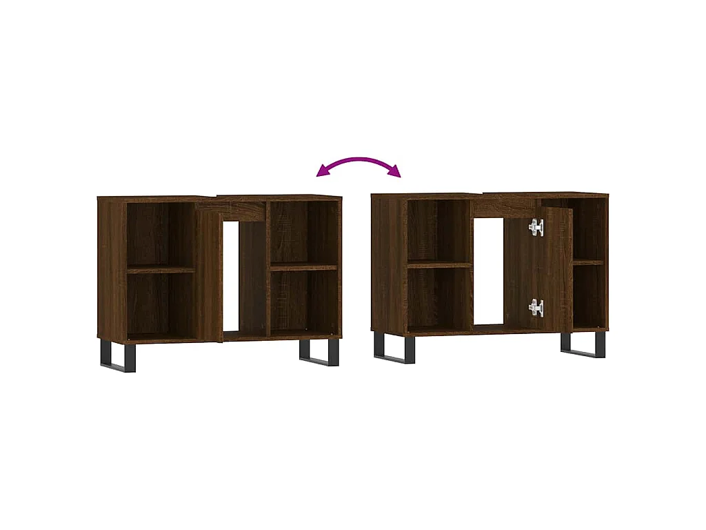 Badschrank Braun Eichen-Optik 80x33x60 cm Holzwerkstoff