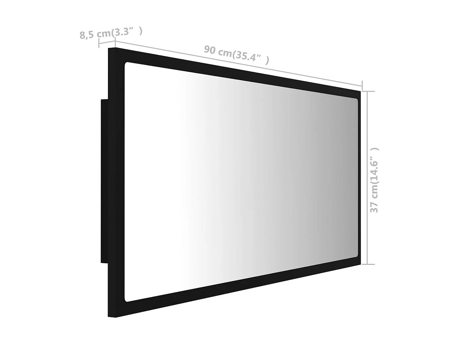 Badkamerspiegel LED 90x8,5x37 cm acryl zwart