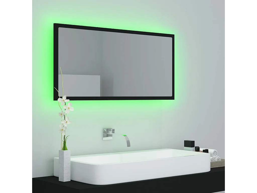 Badkamerspiegel LED 90x8,5x37 cm acryl zwart