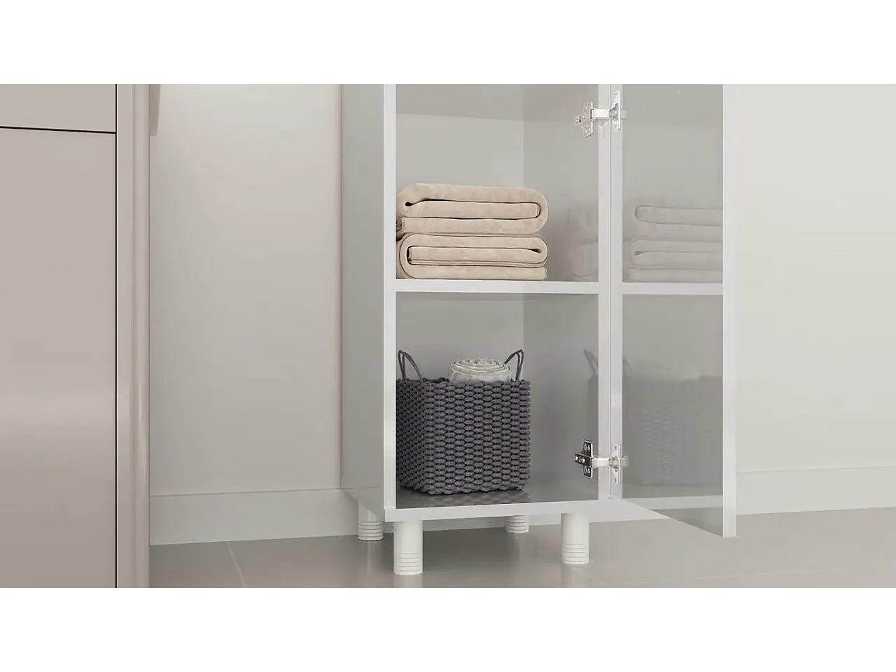 Mobile da Bagno Bianco Lucido 30x30x179 cm in Legno Multistrato