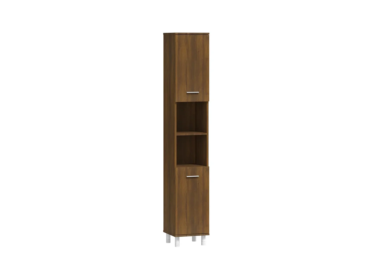 Badkamerkast 30x30x179 cm bewerkt hout bruin eikenkleur