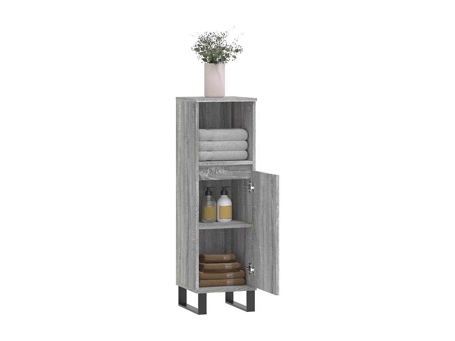 Armoire salle de bain sonoma gris 30x30x100 cm
