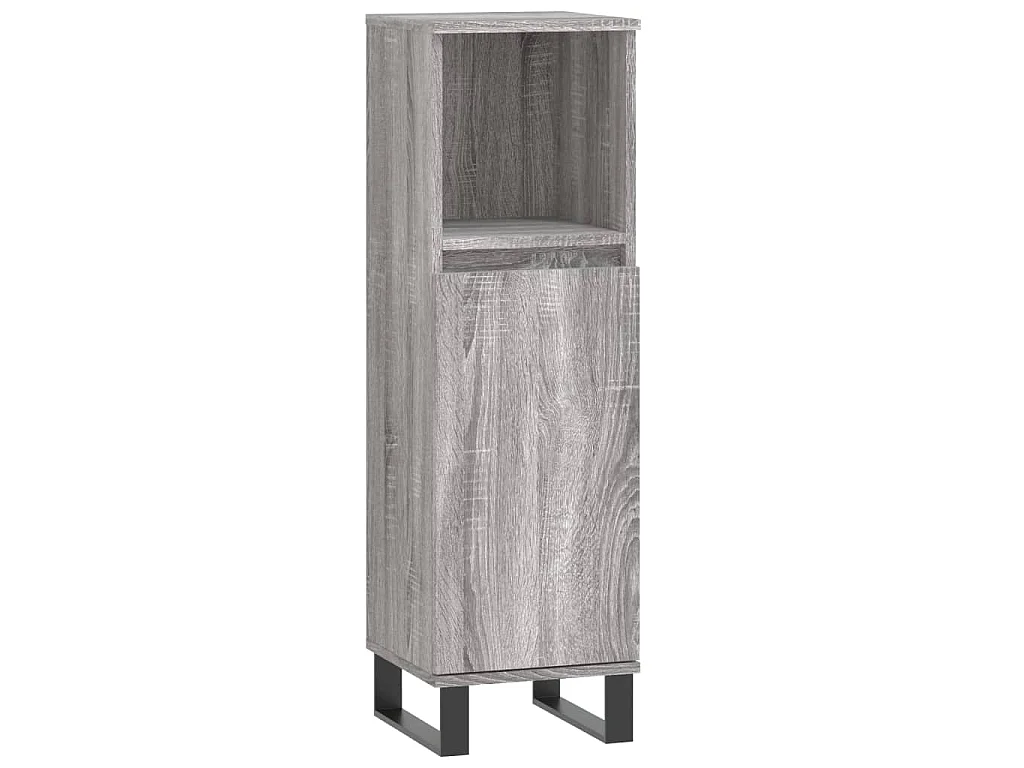 Badkamerkast 30x30x100 cm bewerkt hout grijs sonoma eikenkleur