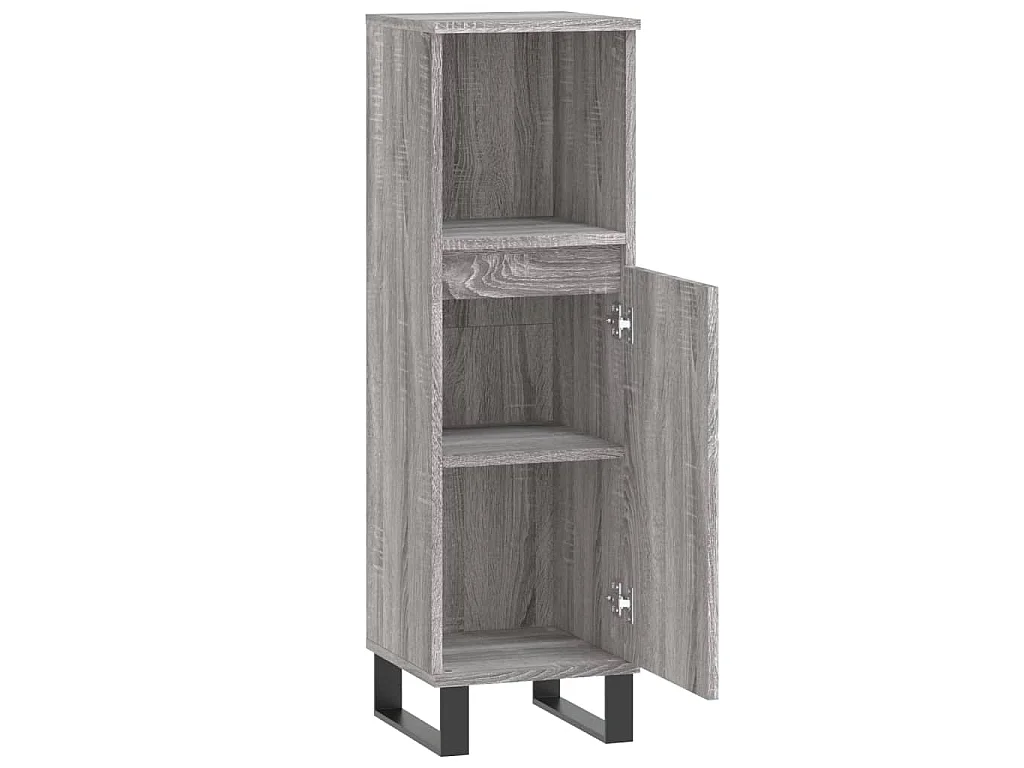 Badkamerkast 30x30x100 cm bewerkt hout grijs sonoma eikenkleur
