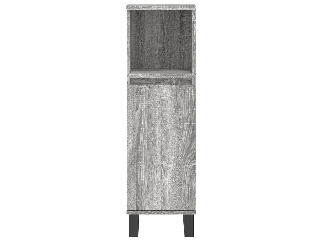 Badkamerkast 30x30x100 cm bewerkt hout grijs sonoma eikenkleur