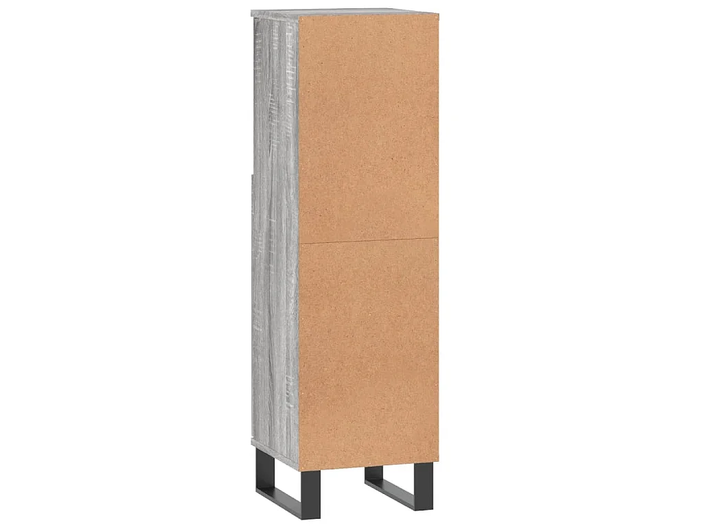 Badkamerkast 30x30x100 cm bewerkt hout grijs sonoma eikenkleur
