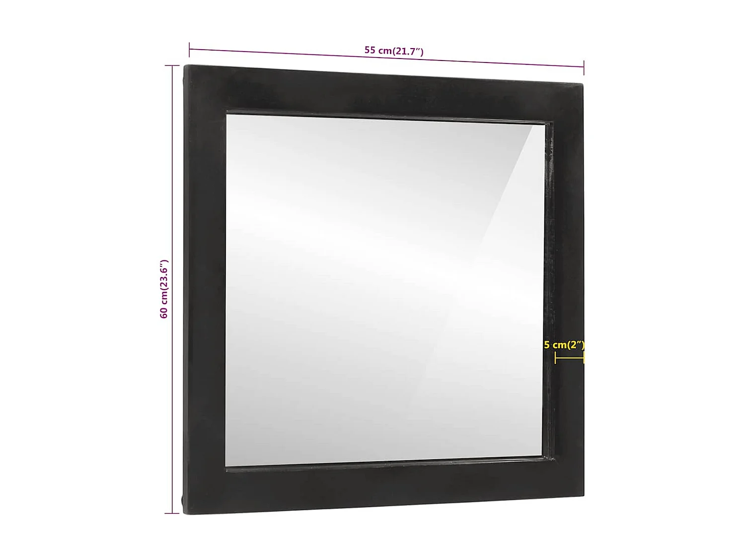 Badkamerspiegel 55x1x60 cm glas en massief mangohout