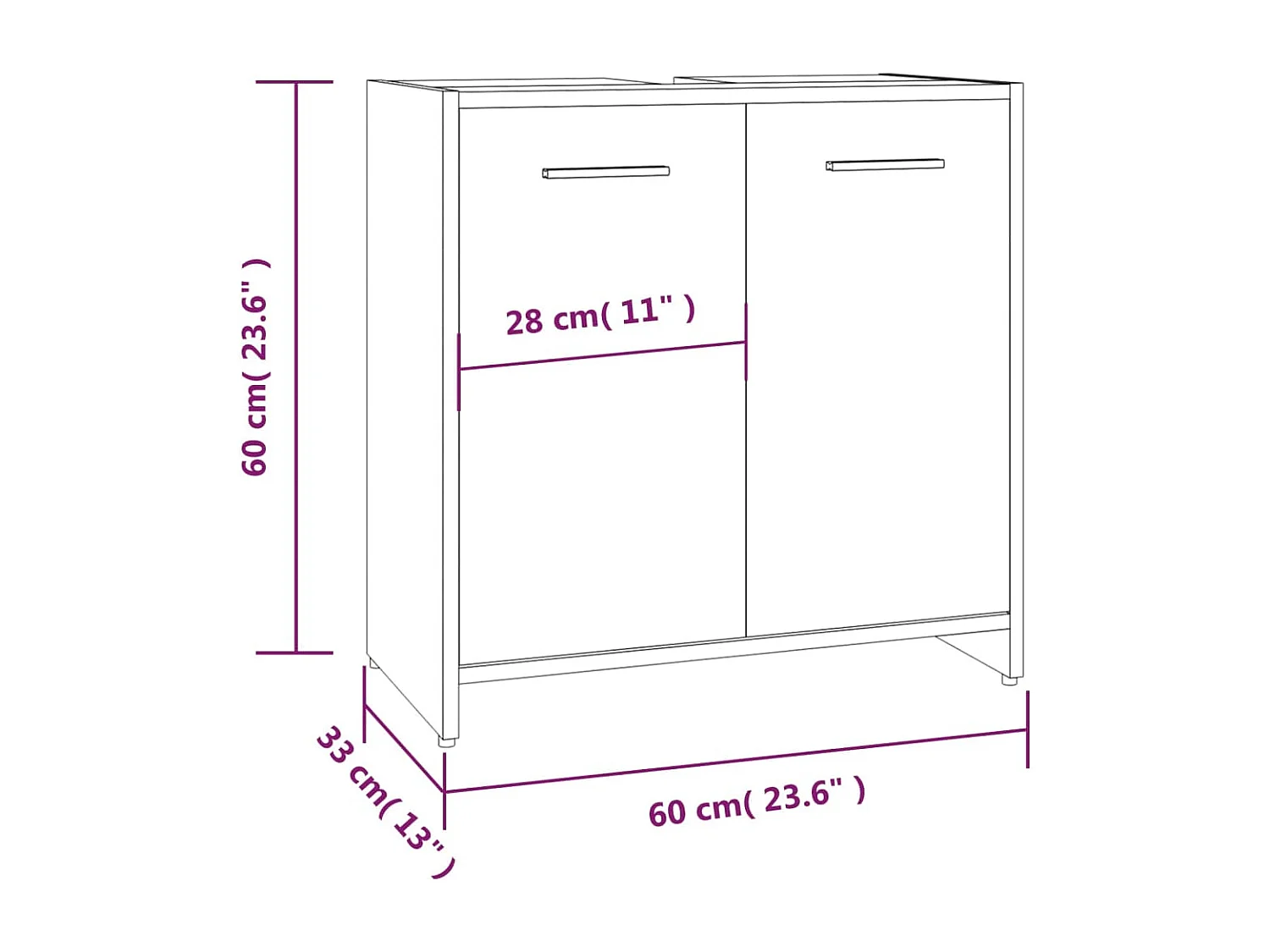 Armoire de bain Chêne fumé 60x33x60 cm Bois d'ingénierie
