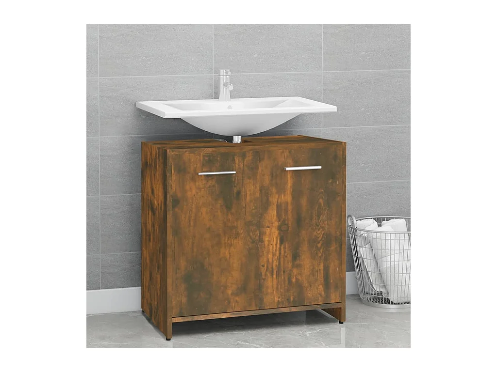 Armadietto Bagno Rovere Fumo 60x33x60 cm in Legno Multistrato