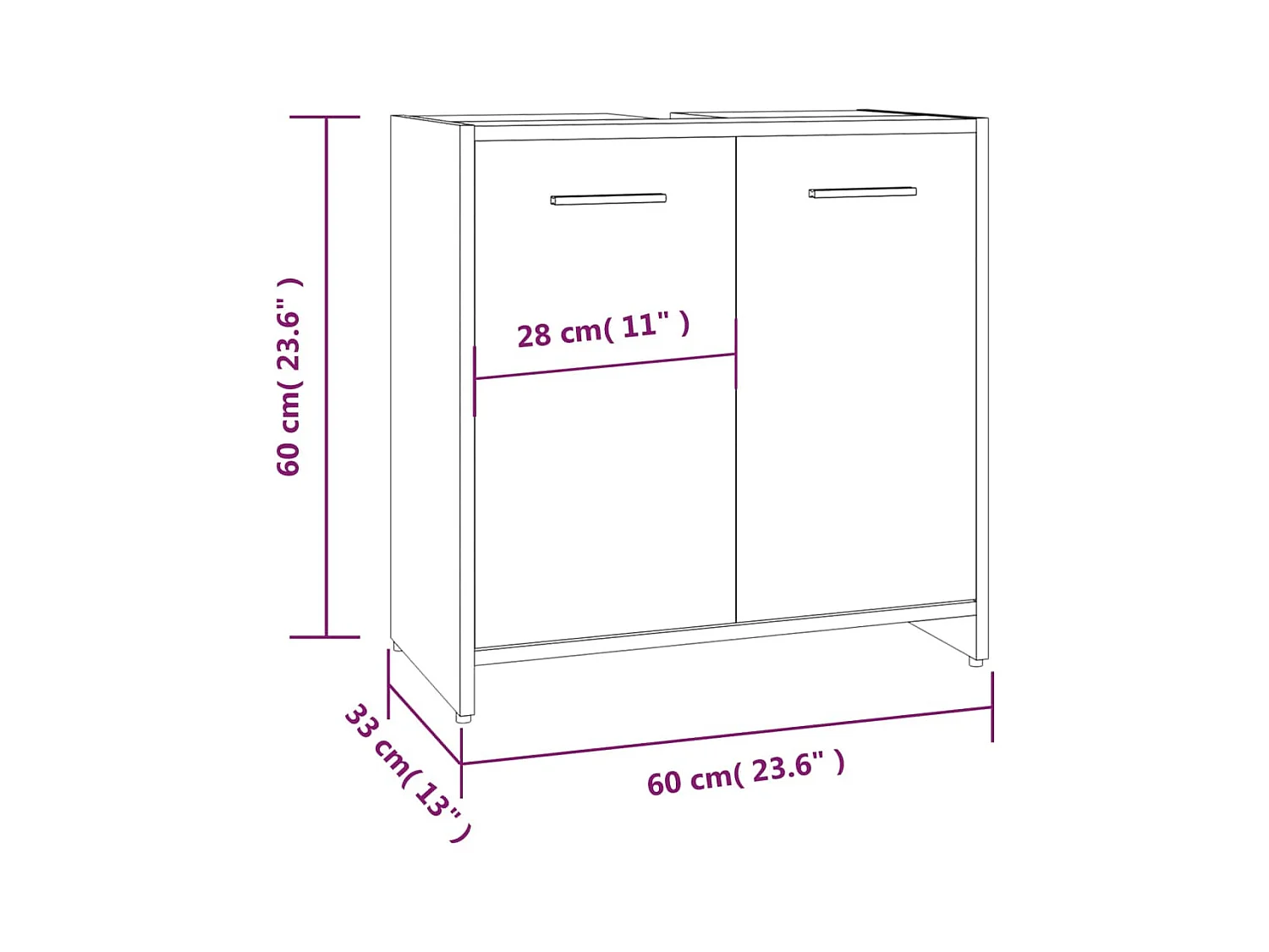 Badschrank Räuchereiche 60x33x60 cm Holzwerkstoff