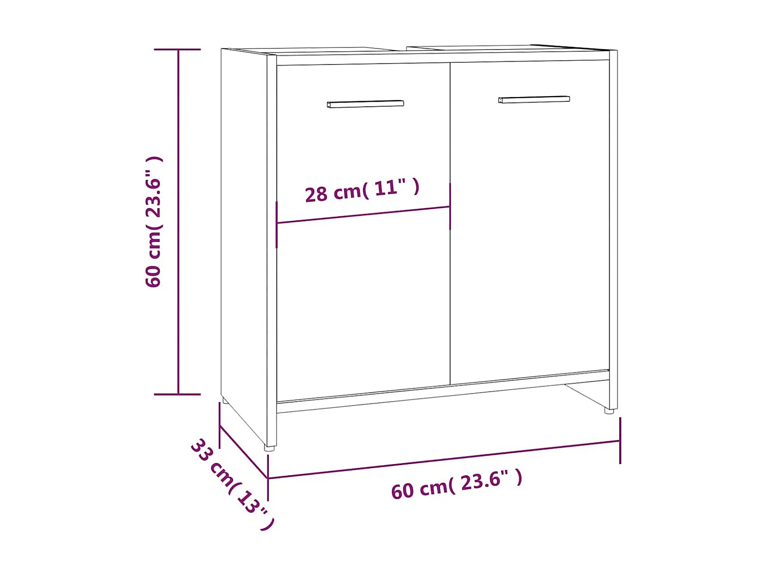 Armoire de bain Chêne fumé 60x33x60 cm Bois d'ingénierie