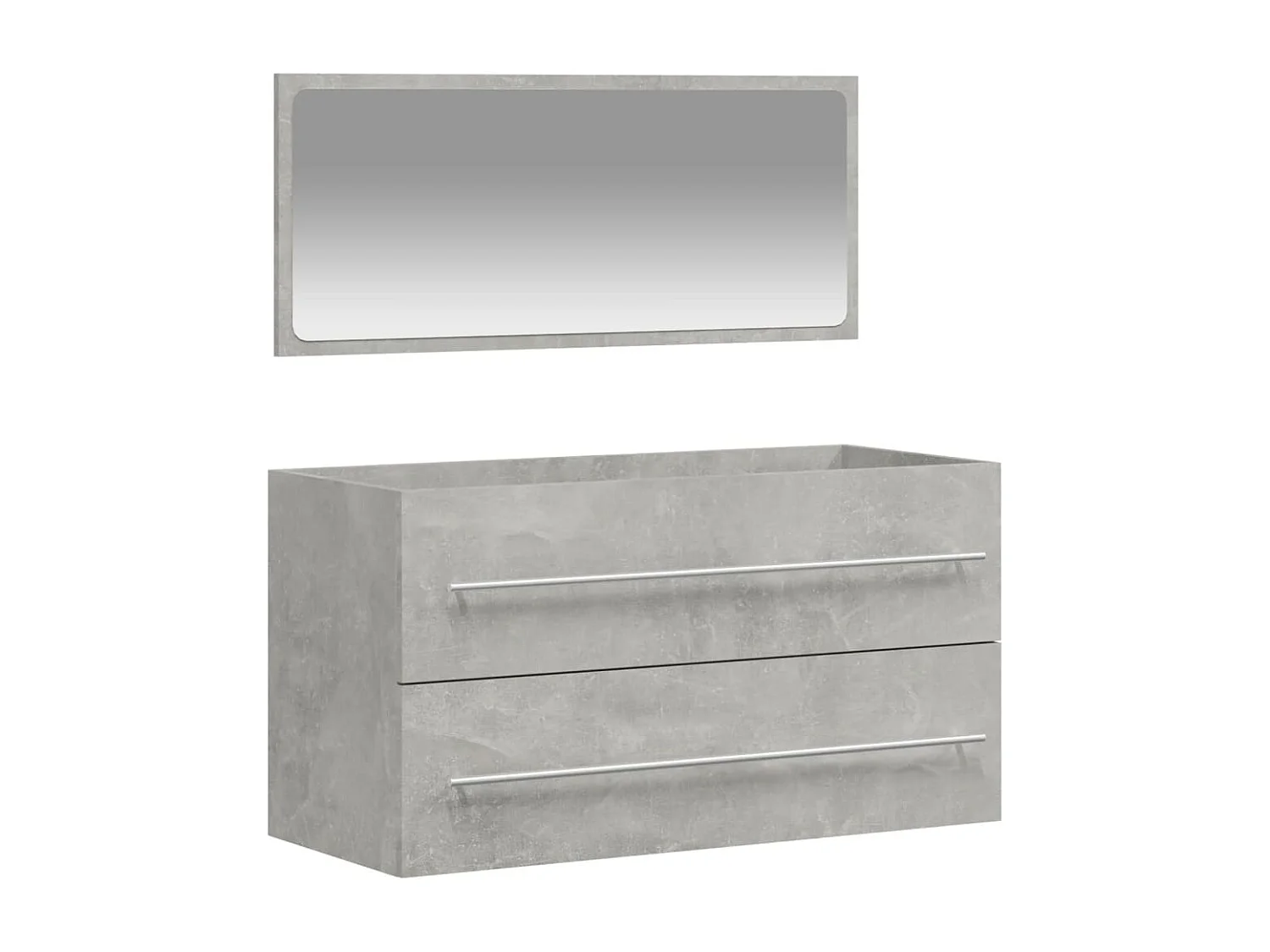 Armoire de bain avec miroir gris béton bois d'ingénierie