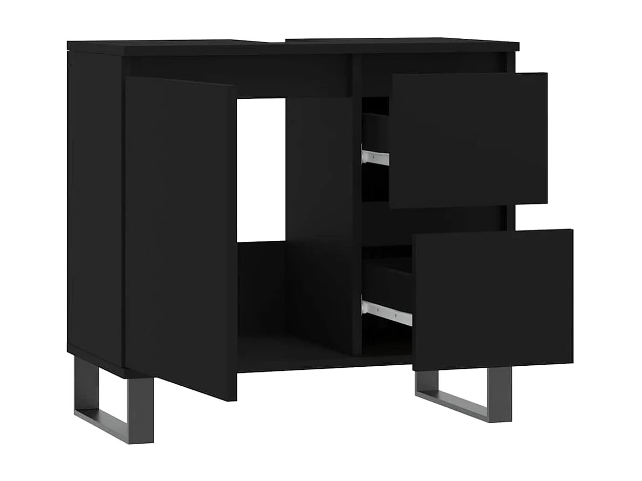 Armário de casa de banho 65x33x60cm derivados de madeira preto