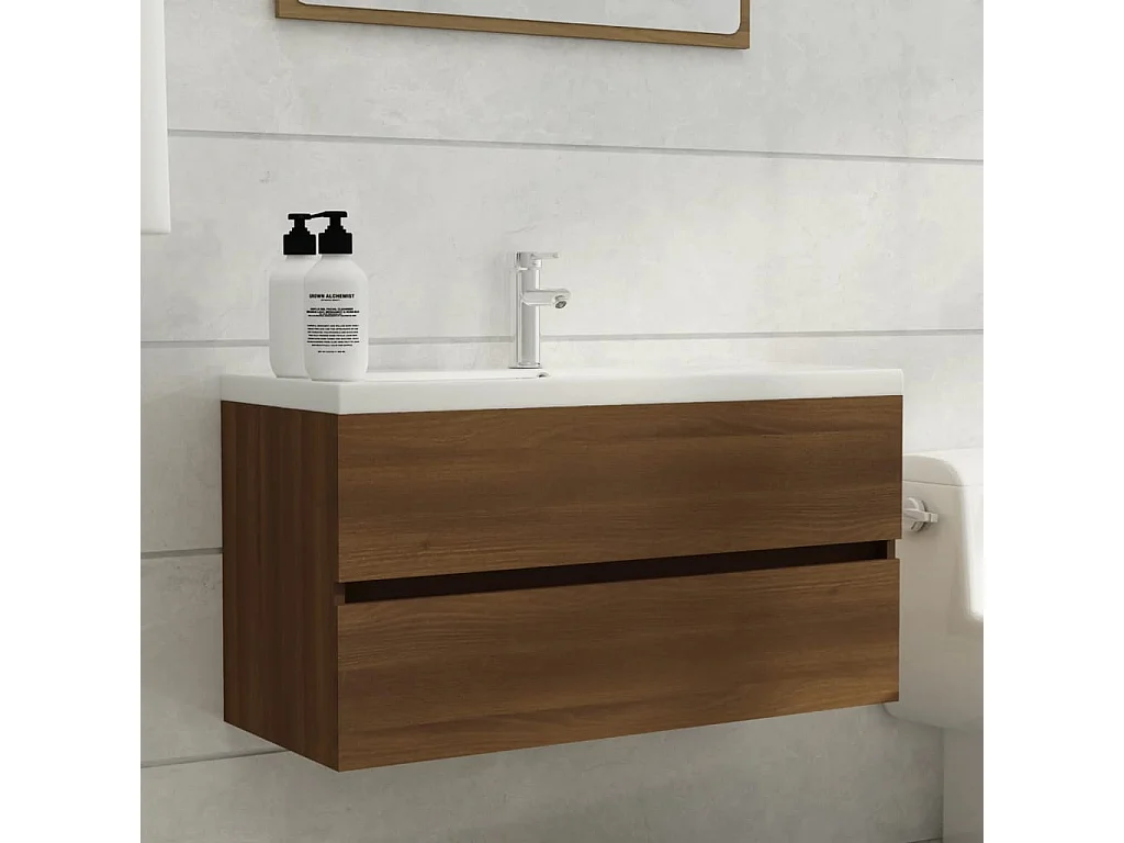 Armoire d'évier Chêne marron 90x38,5x45 cm Bois d'ingénierie