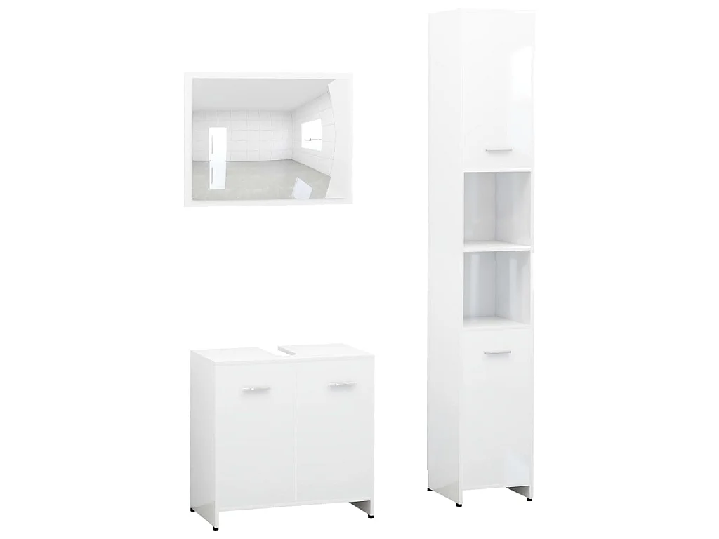 Ensemble de meubles de bain 3 pcs Blanc Bois d'ingénierie