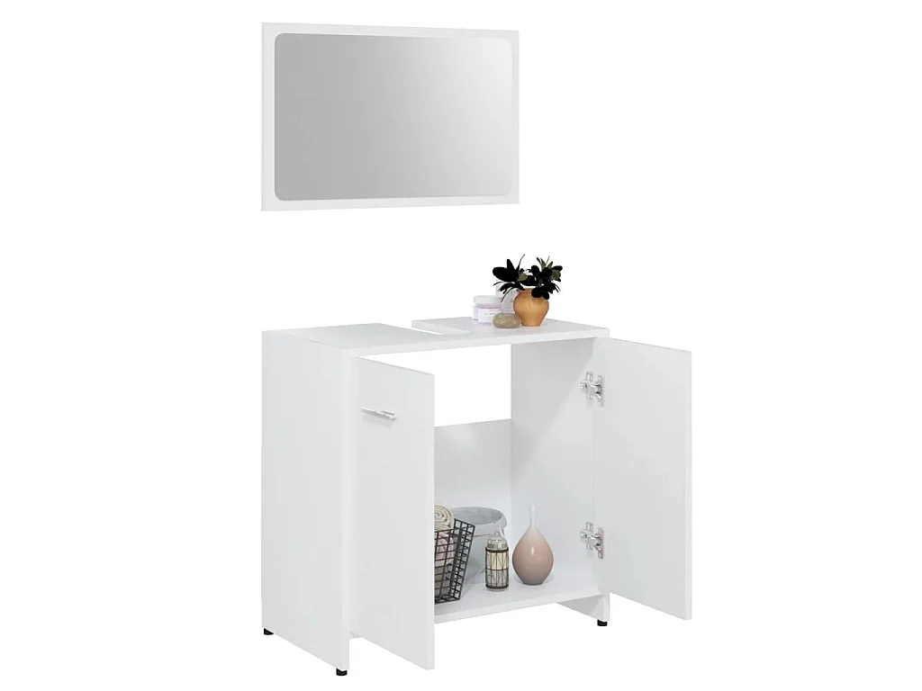 Ensemble de meubles de bain 3 pcs Blanc Bois d'ingénierie