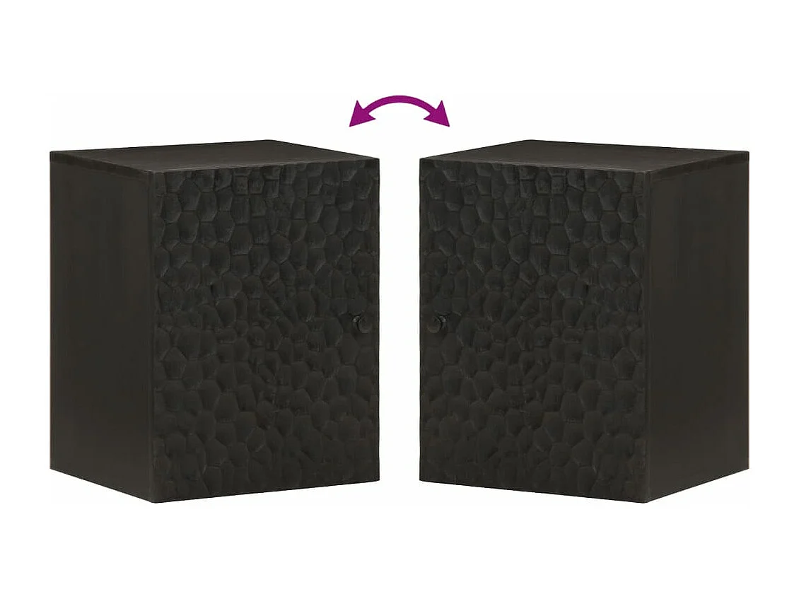 Badkamerwandkast 38x33x48 cm massief mangohout zwart