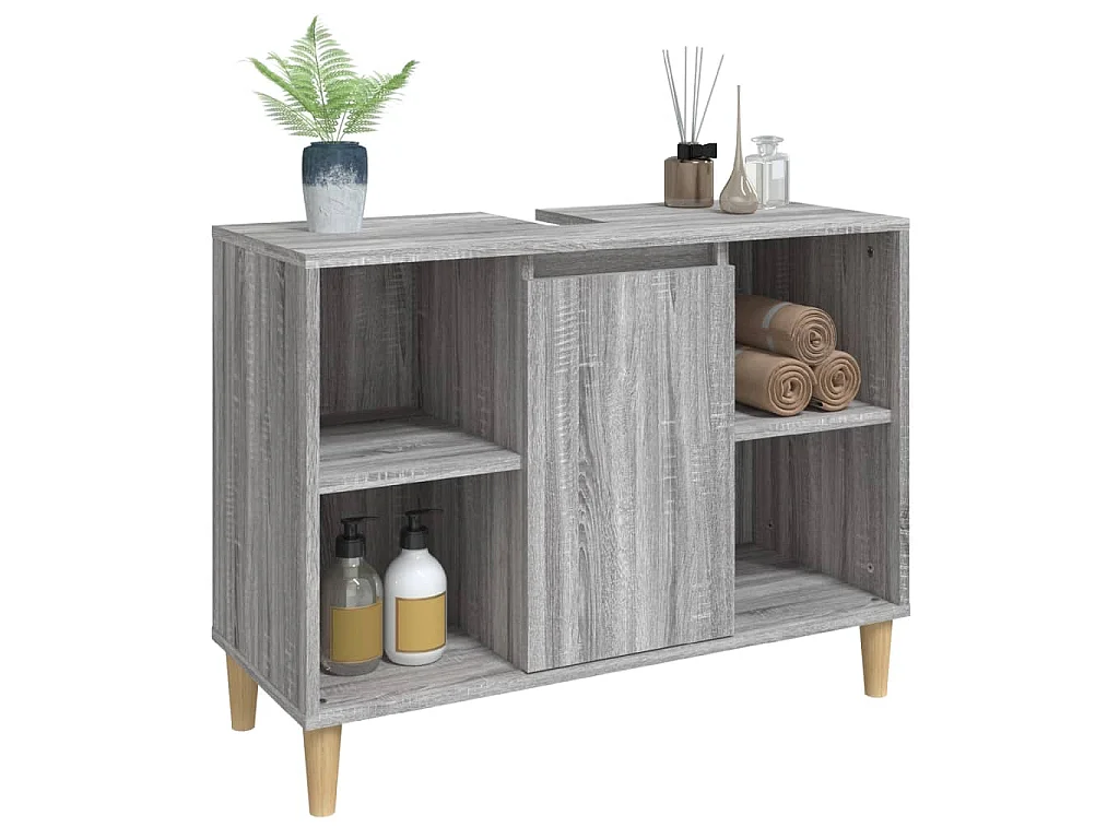 Waschbeckenunterschrank Grau Sonoma 80x33x60 cm Holzwerkstoff