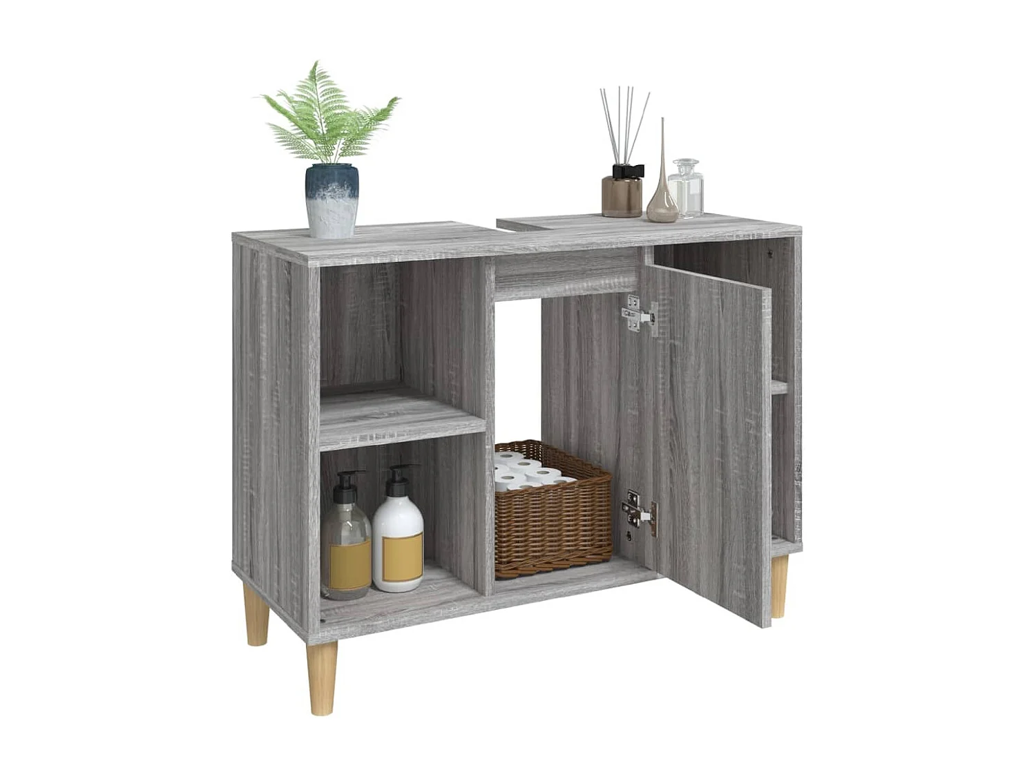 Waschbeckenunterschrank Grau Sonoma 80x33x60 cm Holzwerkstoff