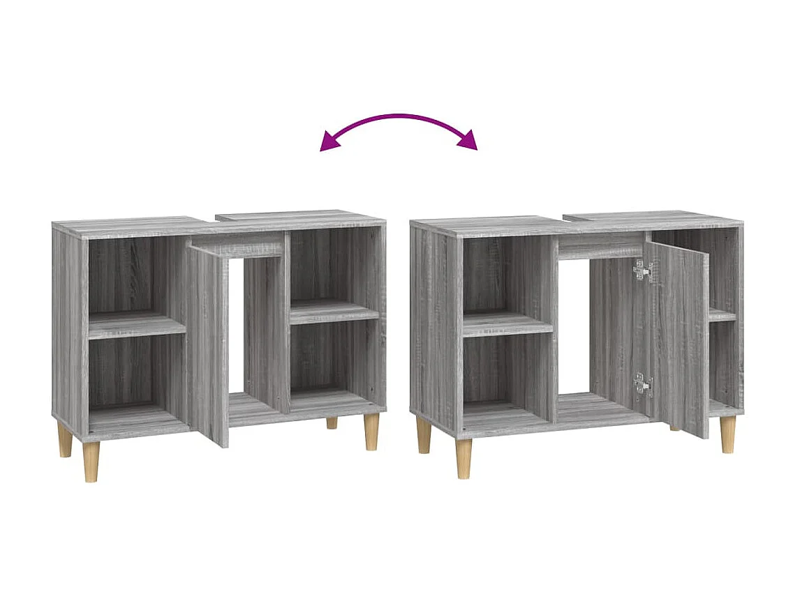 Waschbeckenunterschrank Grau Sonoma 80x33x60 cm Holzwerkstoff