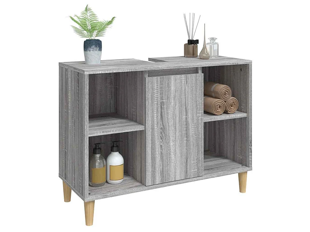 Waschbeckenunterschrank Grau Sonoma 80x33x60 cm Holzwerkstoff