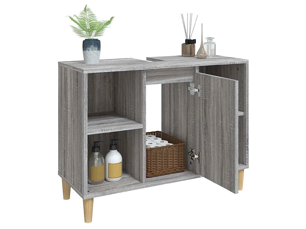 Waschbeckenunterschrank Grau Sonoma 80x33x60 cm Holzwerkstoff