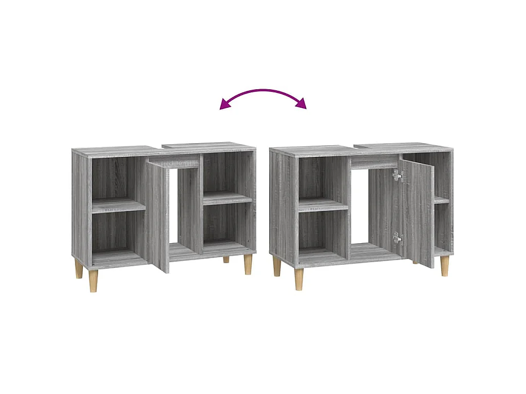 Waschbeckenunterschrank Grau Sonoma 80x33x60 cm Holzwerkstoff