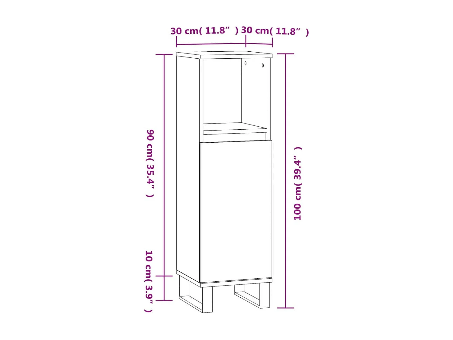 Armoire de bain chêne marron 30x30x100 cm bois d'ingénierie