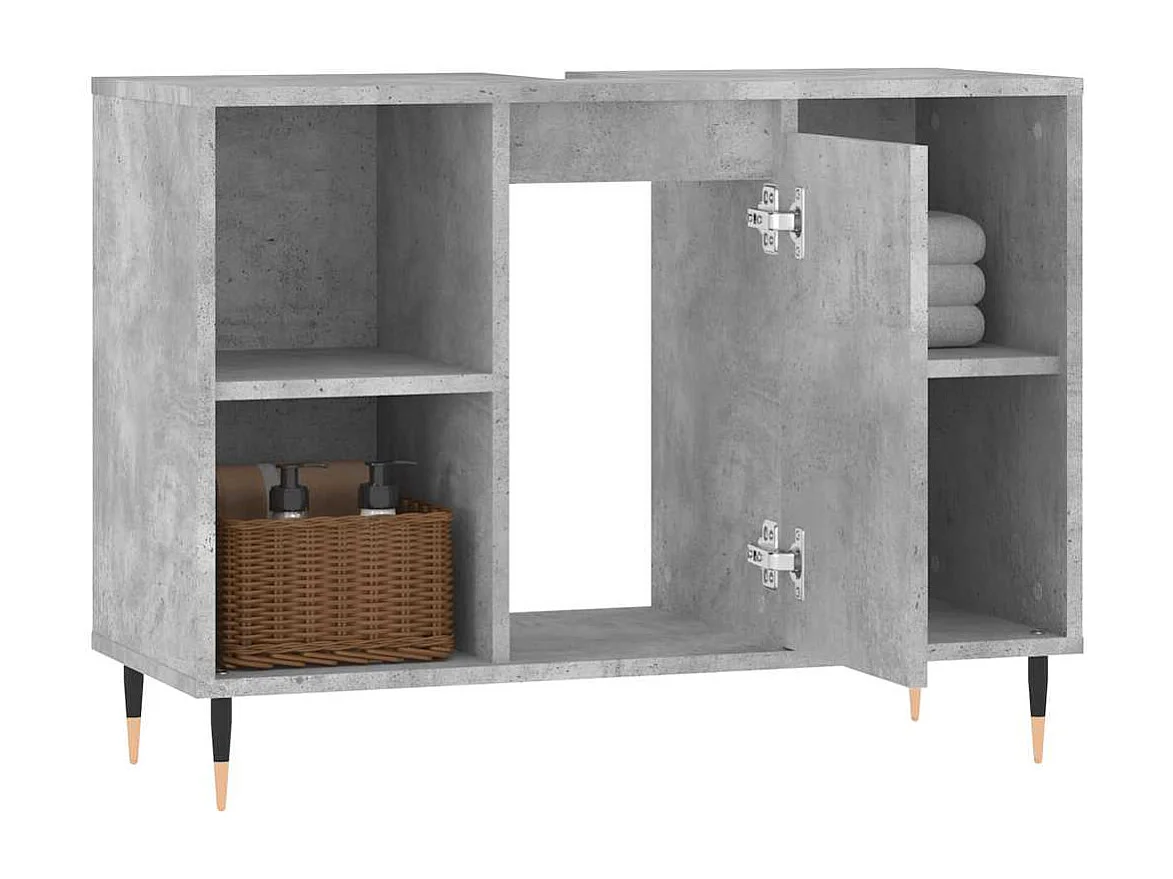 Armadietto da Bagno Grigio Cemento 80x33x60cm Legno Multistrato