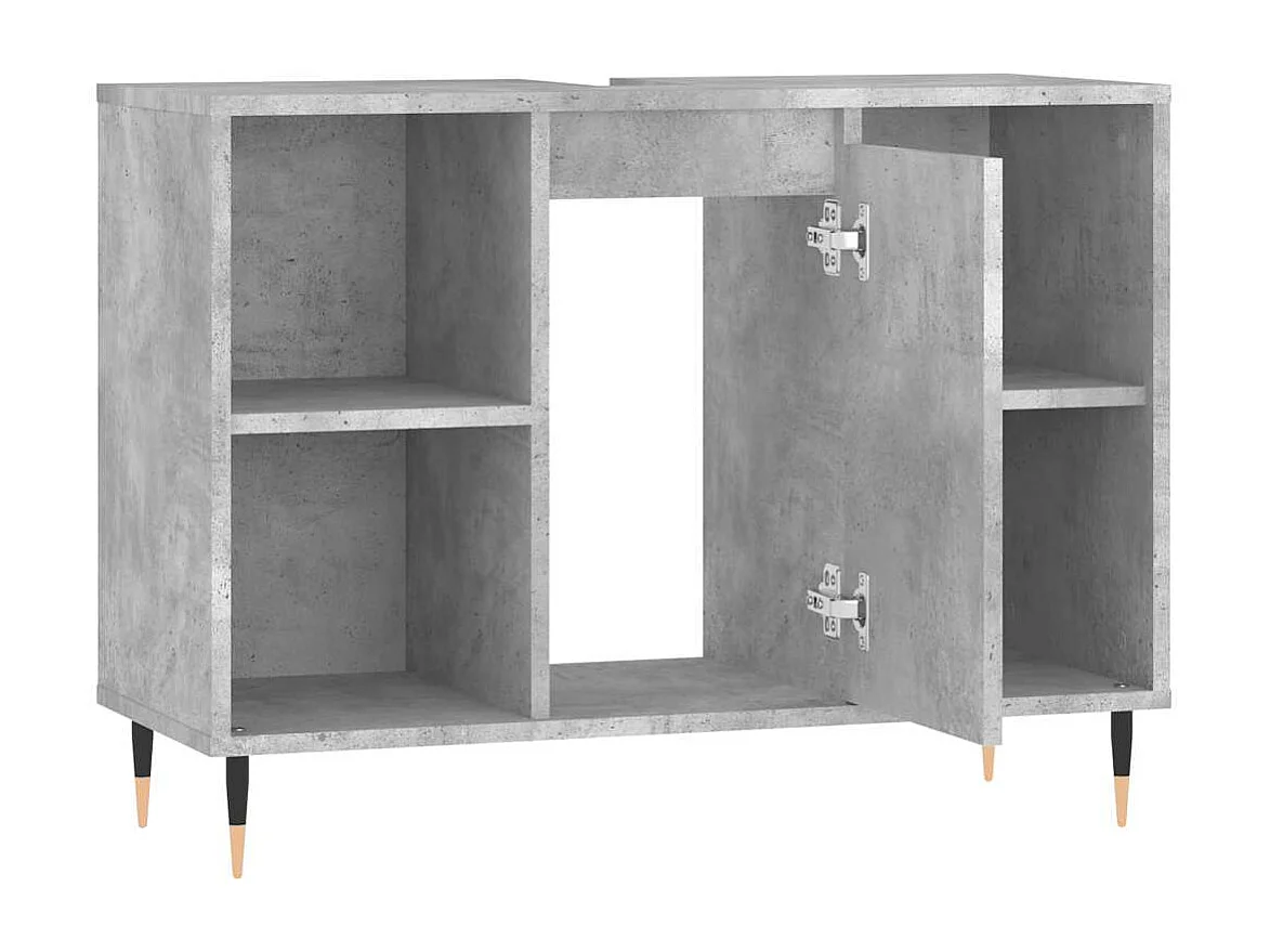 Armadietto da Bagno Grigio Cemento 80x33x60cm Legno Multistrato