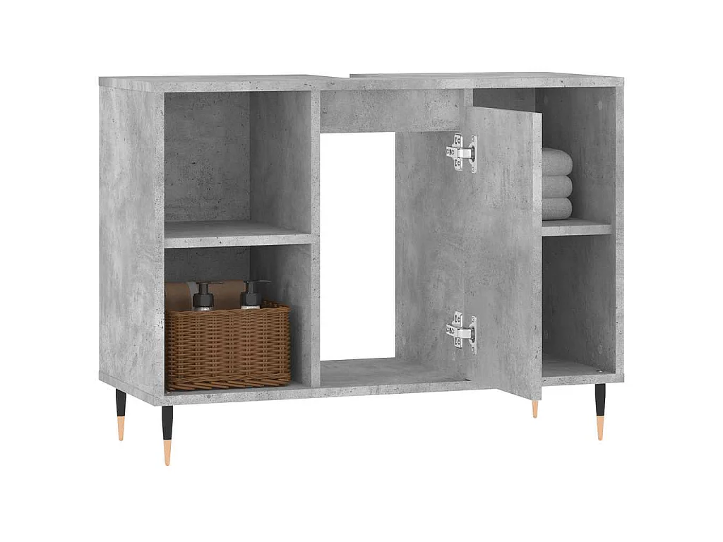 Mueble de baño madera de ingeniería gris hormigón 80x33x60 cm