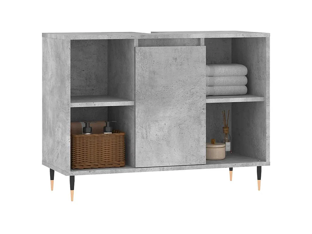 Mueble de baño madera de ingeniería gris hormigón 80x33x60 cm