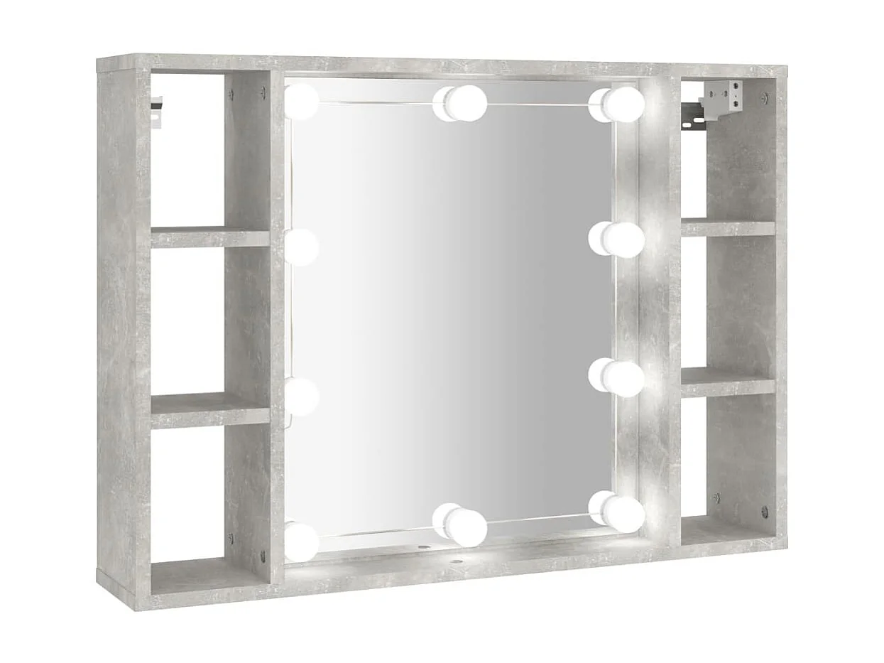 Spiegelkast met LED-verlichting 76x15x55 cm betongrijs