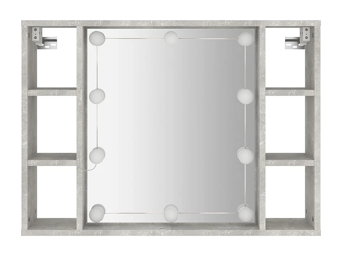 Spiegelkast met LED-verlichting 76x15x55 cm betongrijs