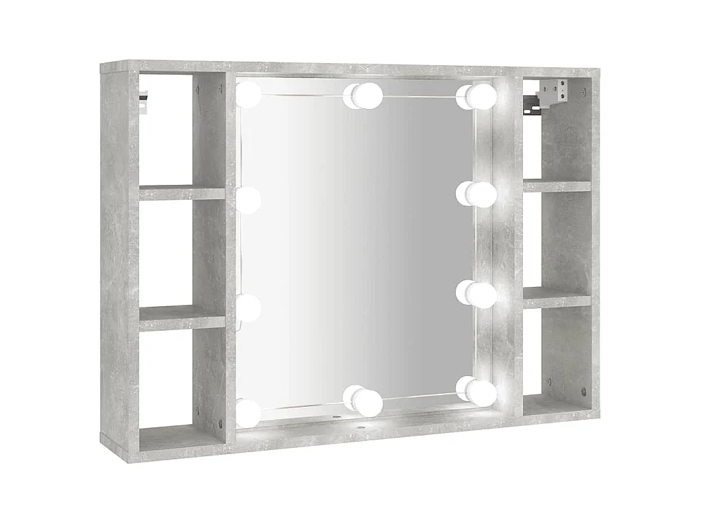 Armoire à miroir avec LED Gris béton 76x15x55 cm