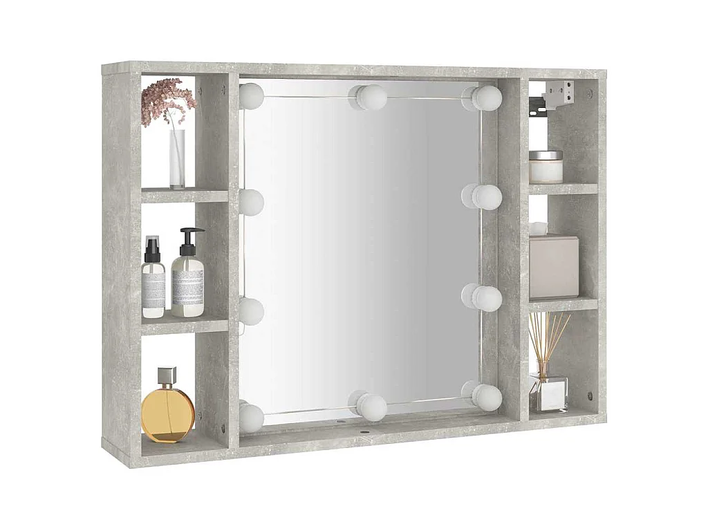 Armoire à miroir avec LED Gris béton 76x15x55 cm