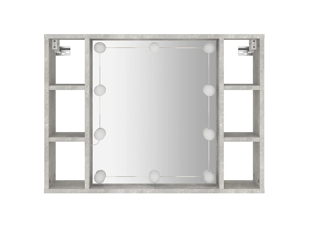 Armoire à miroir avec LED Gris béton 76x15x55 cm