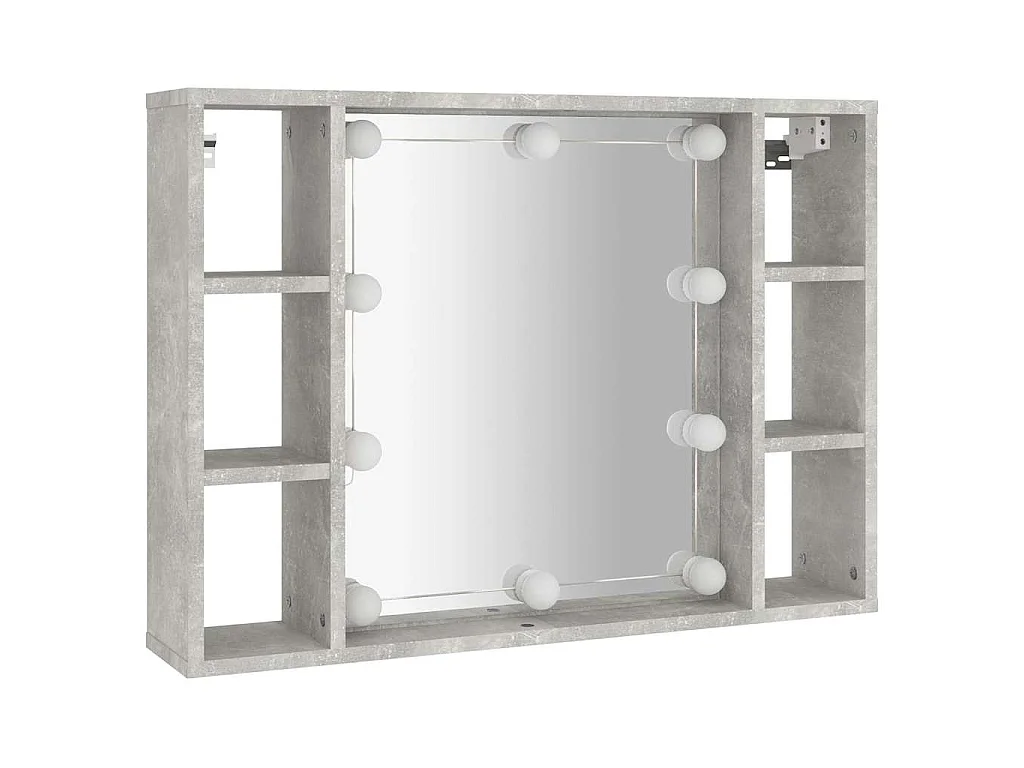 Armoire à miroir avec LED Gris béton 76x15x55 cm