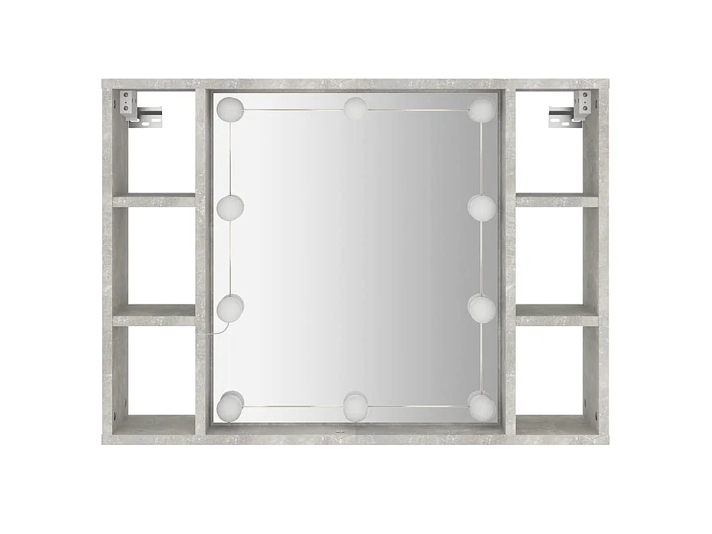 Armoire à miroir avec LED Gris béton 76x15x55 cm