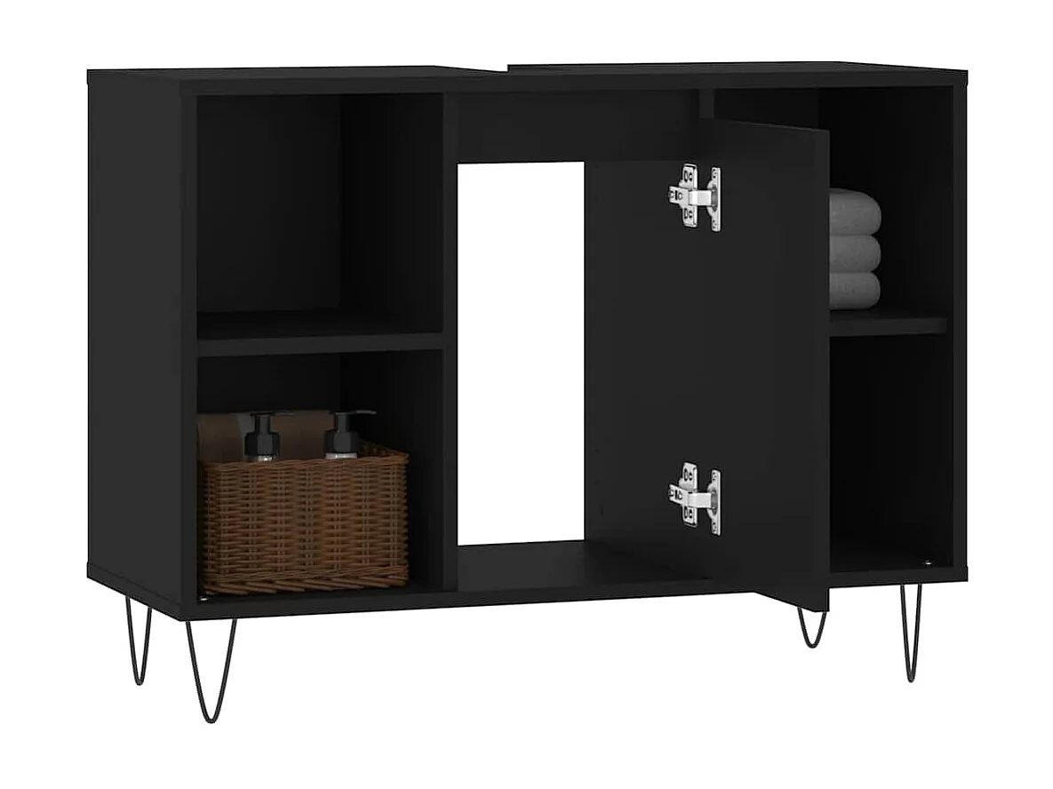 Badschrank Schwarz 80x33x60 cm Holzwerkstoff