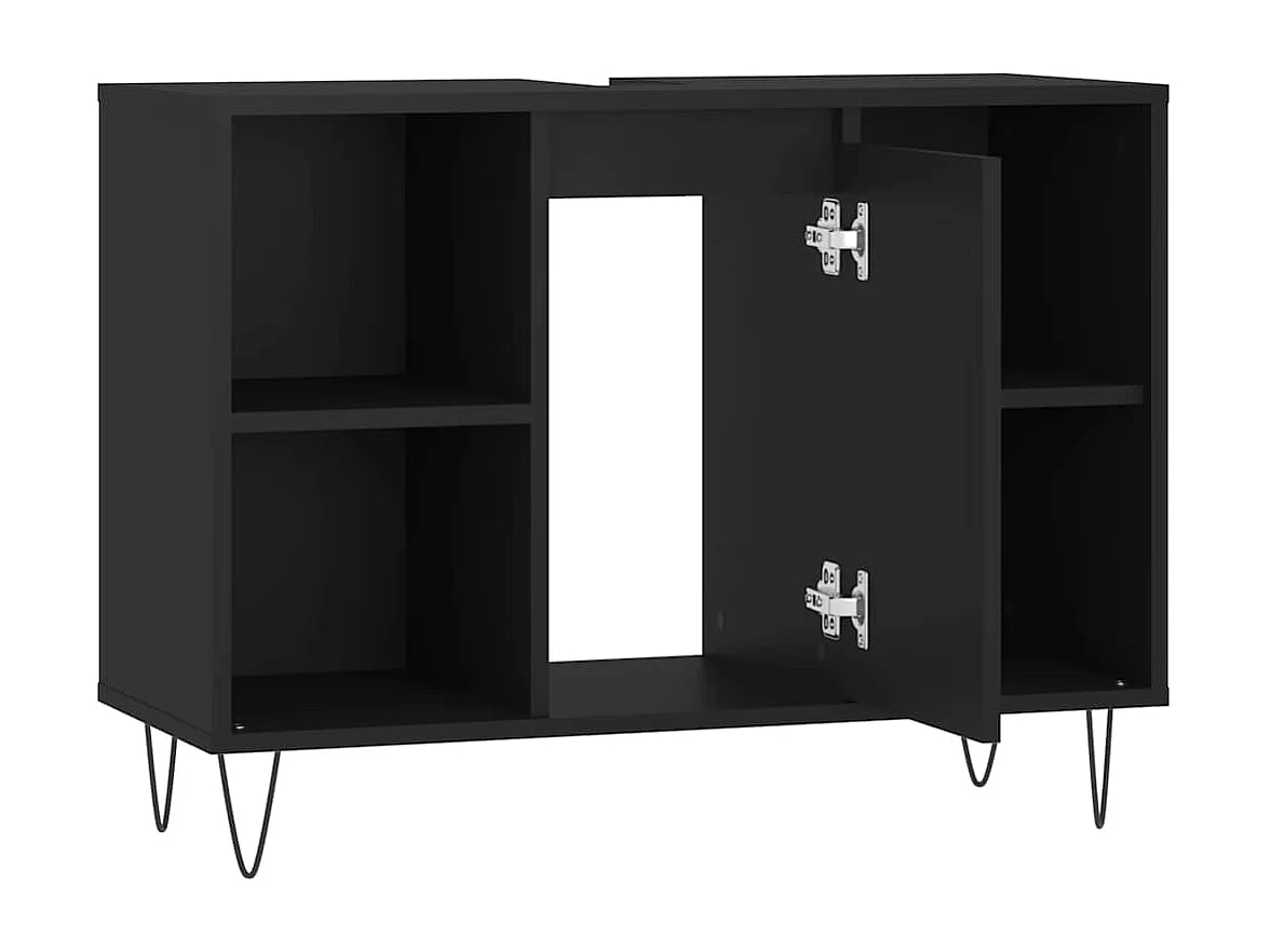 Badschrank Schwarz 80x33x60 cm Holzwerkstoff