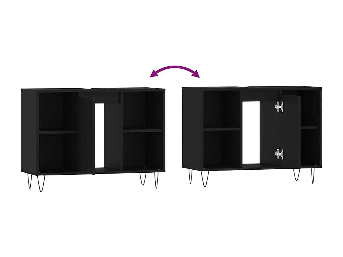 Badschrank Schwarz 80x33x60 cm Holzwerkstoff