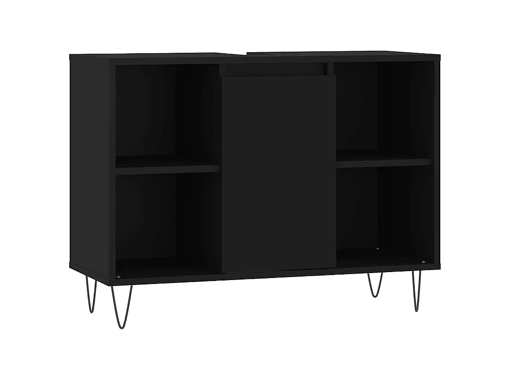 Armoire de salle de bain noir 80x33x60 cm bois d'ingénierie